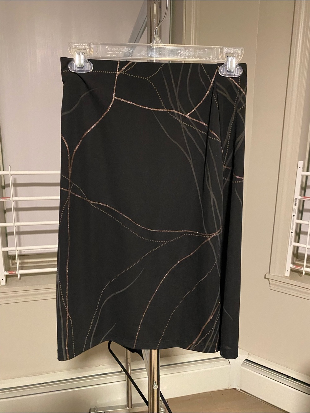 Black Print Midi Skirt